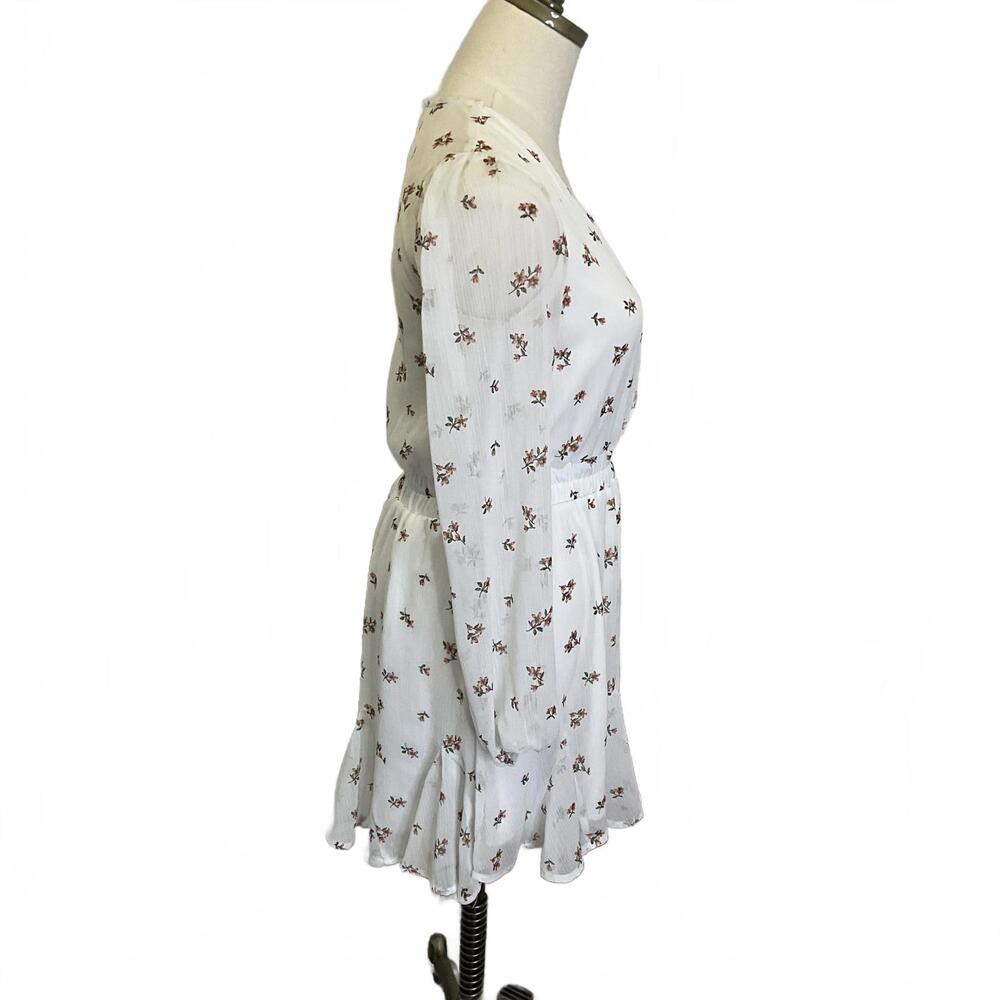 Trixxi Women's Size Small White Floral Long Sleeve V Neck Faux Wrap Dress - Picture 5 of 14